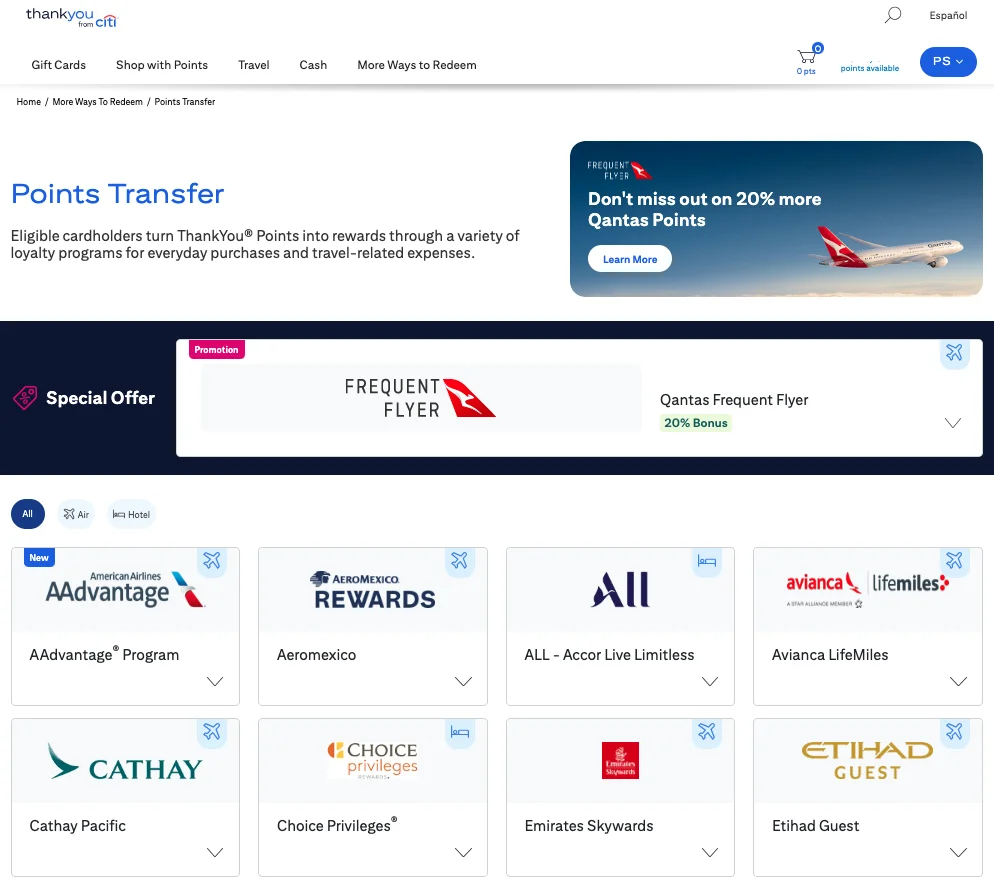 Find LifeMiles in the partner grid